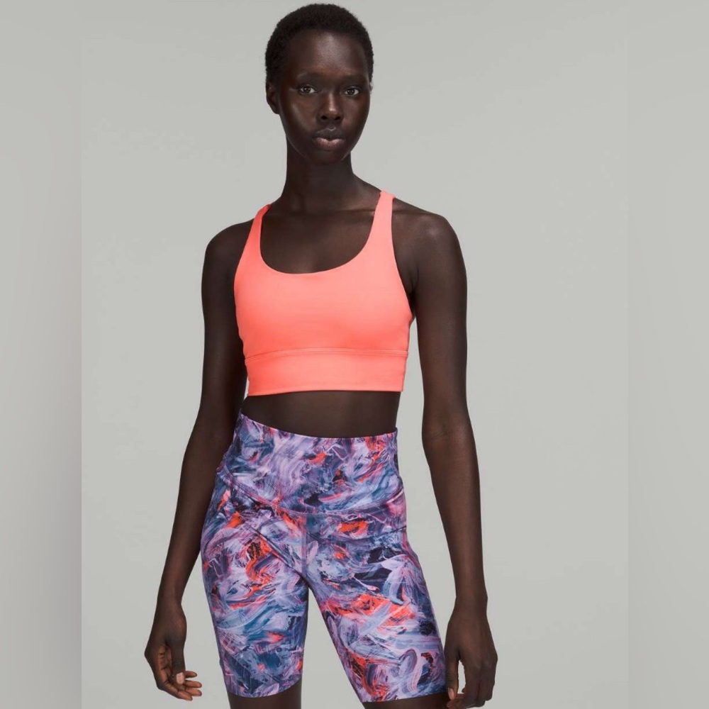 Lululemon Energy Longline Bra *Medium Support, B–D Cups Raspberry Cream Orange - Picture 4 of 9